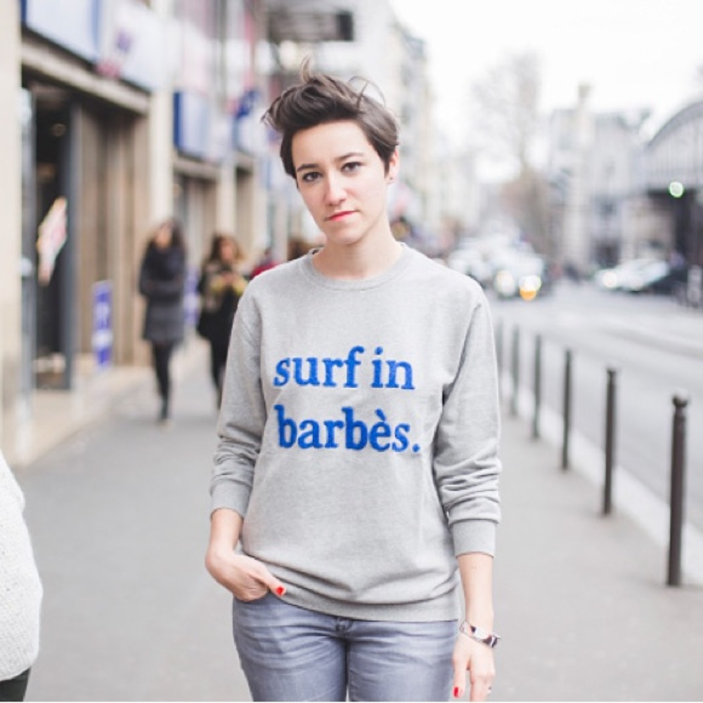 CUISSE DE GRENOUILLE Surf in Barbes blue sweatshirt size small
